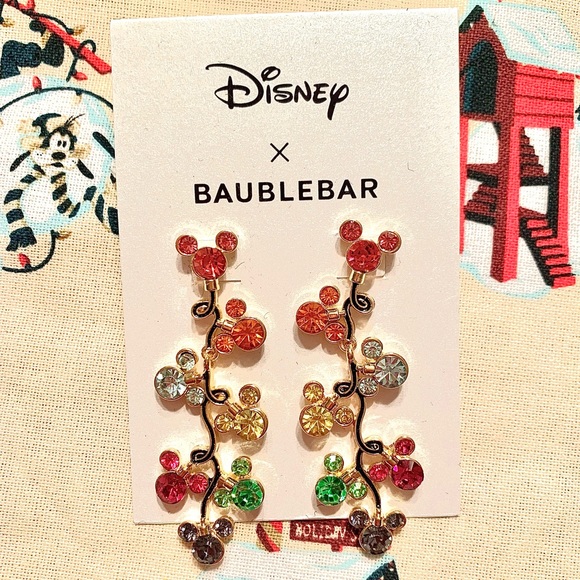 NWT Disney Parks Minnie Mouse Christmas Lights Baublebar Earrings